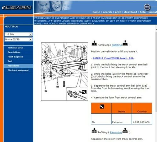 Fiat Multipla (1999-2004) eLEARN Official Workshop Repair Manual