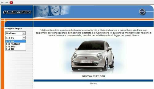 Fiat Nuova 500 (2007-2015) eLEARN Official Workshop Repair Manual