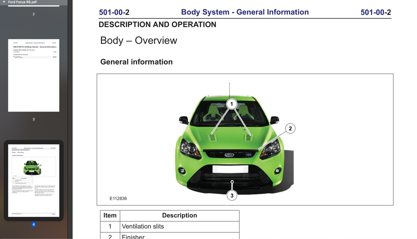 Ford Focus RS MK3 (2015-2018) Official Workshop Repair Manual