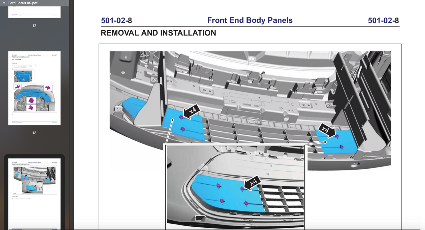 Ford Focus RS MK3 (2015-2018) Official Workshop Repair Manual