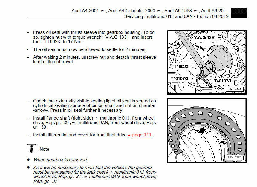 Audi A4 S4 (2001-2007) Official Workshop Repair Manual